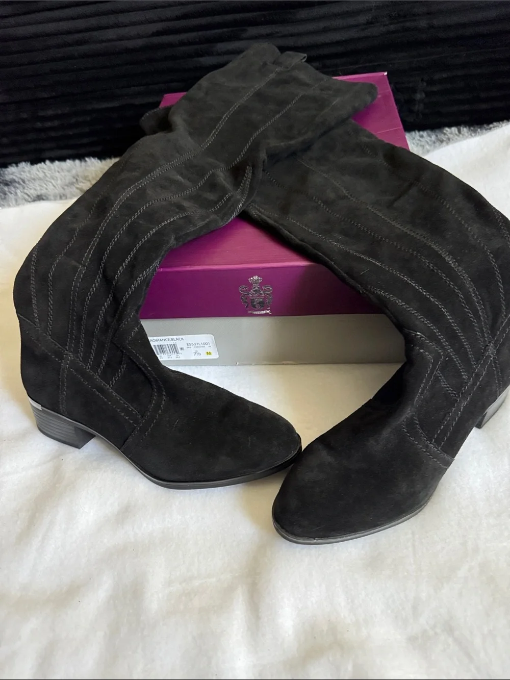 Fergie-Women's Black Suede Knee-High Boots